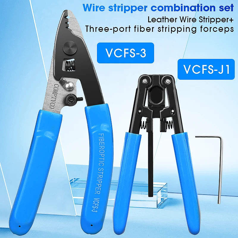 2PCS Fiber Optic Tool Kit VCFS-2/3 Fiber Optical Stripper and 3mm * 2mm Wire Stripper
