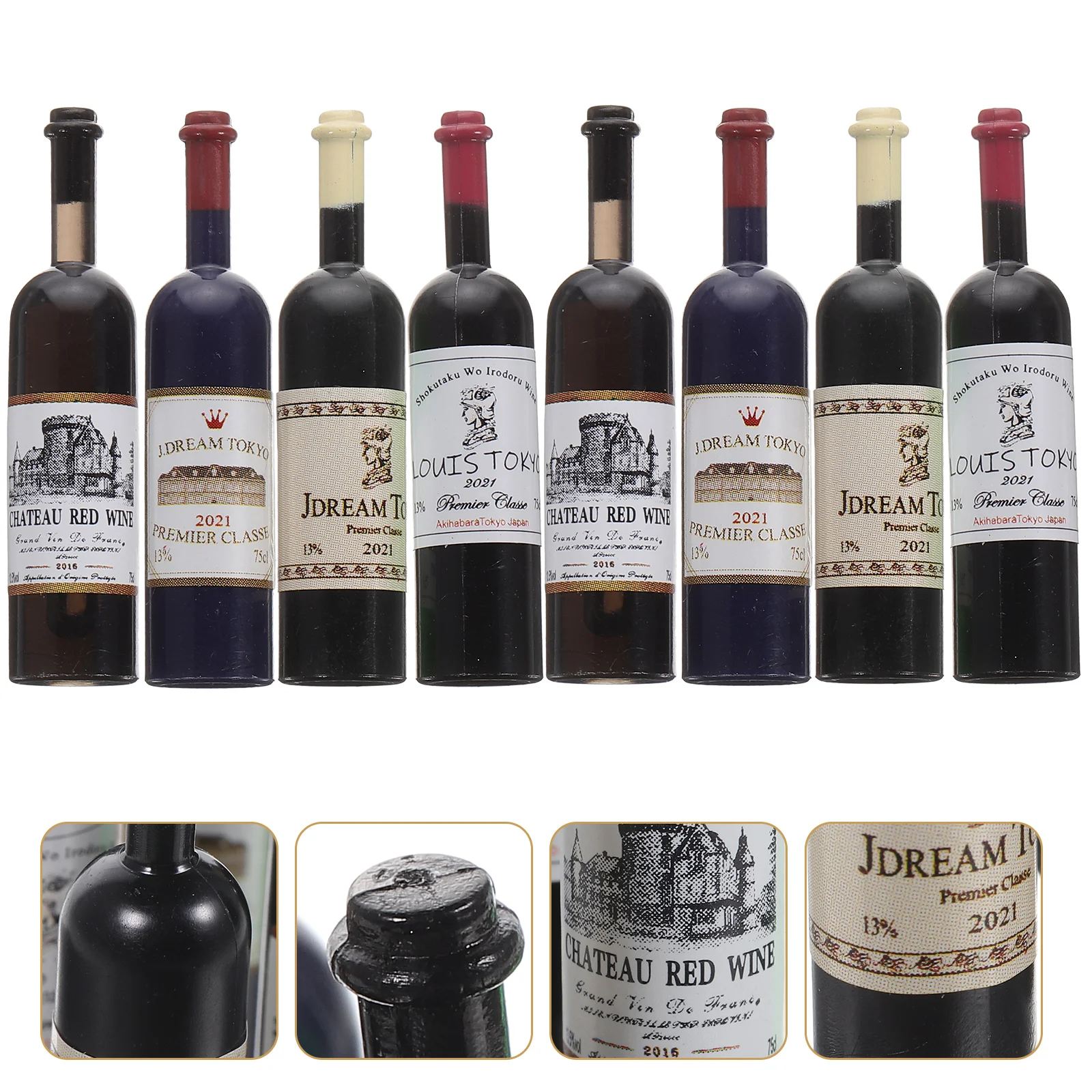 

8 Pcs House Decoration Bottles Plaything Miniature Red Plastic Toys Miniatures Child