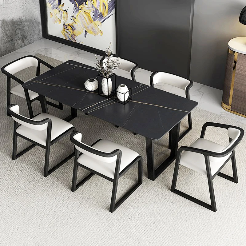 

Scandinavian rock plate table chair Italian minimalist table minimalist modern solid wood rectangular table