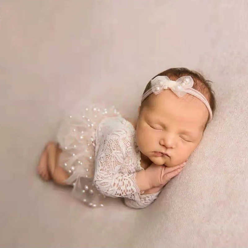 

Newborn Photography Clothing Bow Pearl Headband+romper+skirt 3pcs/set Baby Girl Photo Props Accessories Newborn Shoot Clothes