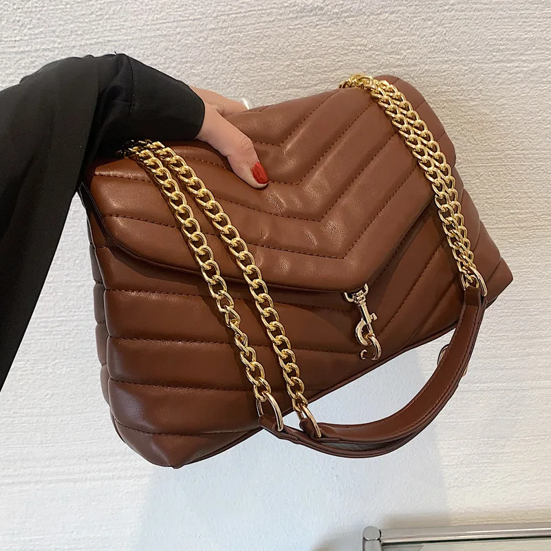 

Vintage Lingge Luxury Designe Handbags For Women Fashion Chain Shoulder Bag 2022 Quality Leather Large Capacity Tote Bag