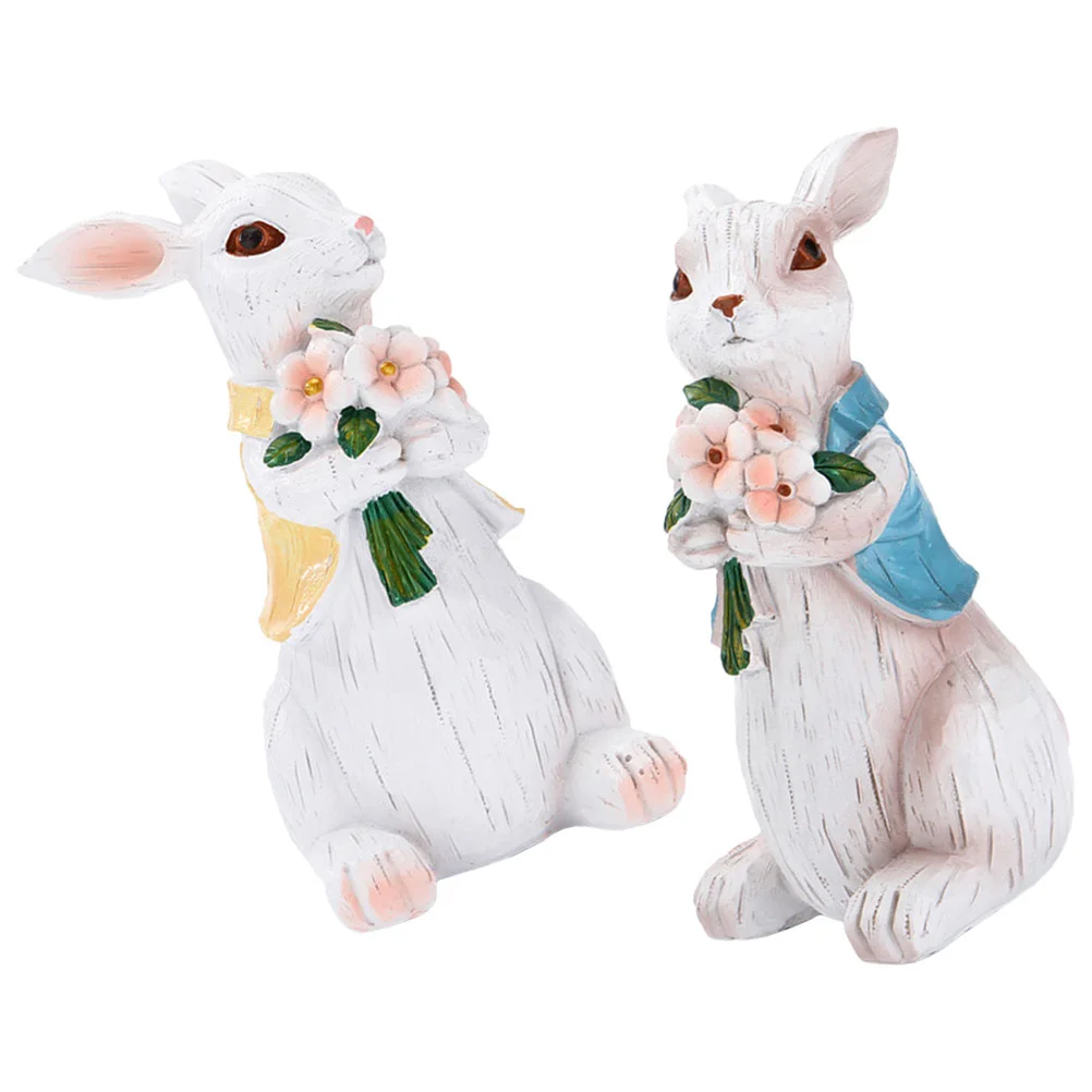 

Rabbit Bunny Easter Animal Figurines Decor Zodiac Statues Garden Chinese Decorations Statue New Year Gifts Home Party Resin