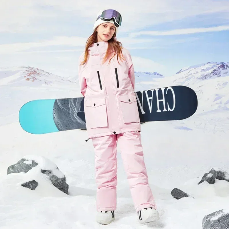 Women Men Skiing Suites 2025 New Snowboard Jacket Pant Snow Set Outdoor Sport Winter Ski Clothing Waterproof Hoodie Overalls