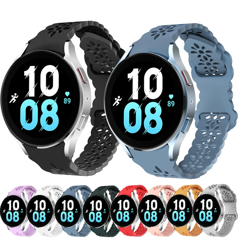 

Galaxy Watch 4 5 40mm 44mm Strap Hollow Breathable Silicone Band for Samsung Galaxy Watch5 Pro 45mm Classic 42mm 46mm Bracelet