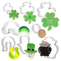 8 pcs st patricks day cookie cutter set stainless steel biscuit stamper creative fondant mold diy home kitchen baking tools