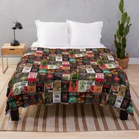 Stephen King Book Cover Collage Throw Blanket fleece fabric Camping blanket Large blanket
