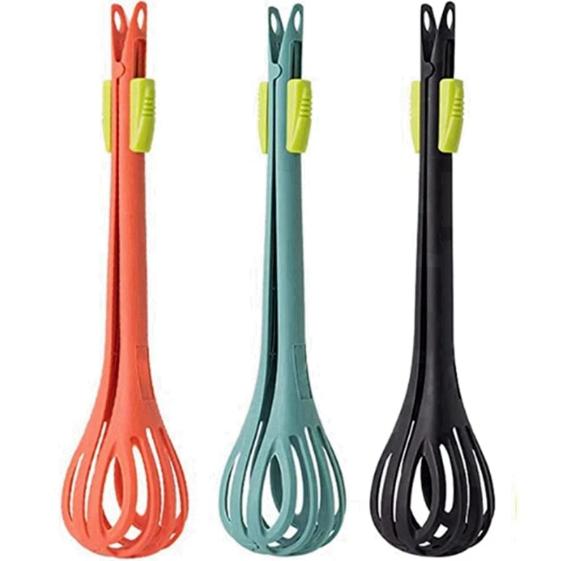 

3 Pieces 2-In-1 Food Clip And Whisk, Salad Blender And Food Clip Nylon Multifunctional Whisk