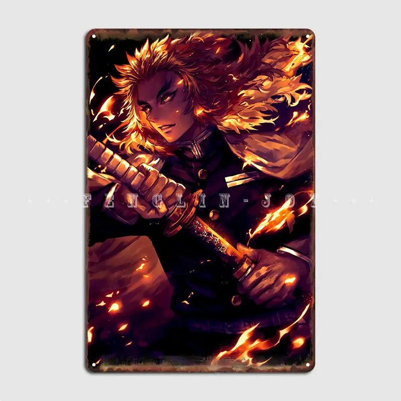 

Kyojuro Rengoku Metal Plaque Poster Home Vintage Club Party Wall Plaque Tin Sign Posters