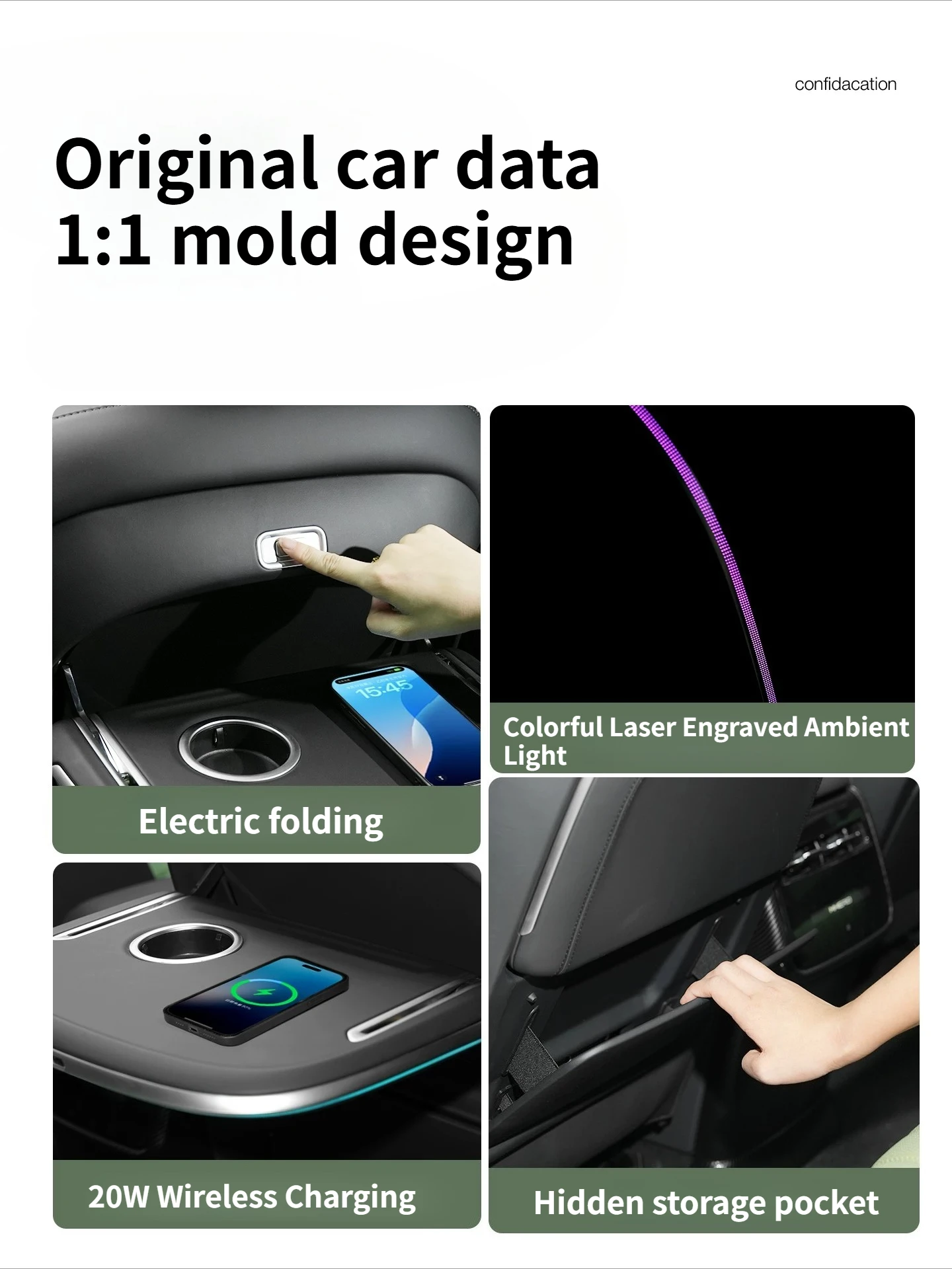 Фото Для Dongfeng MHERO M-Hero M817 2025: Многофункциональный складной задний столик с беспроводной зарядкой, аксессуары для интерьера №5