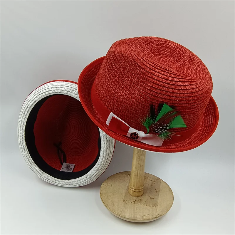 Шляпа соломенная для мужчин и женщин шляпа с бабочкой лентой плойкой подарок