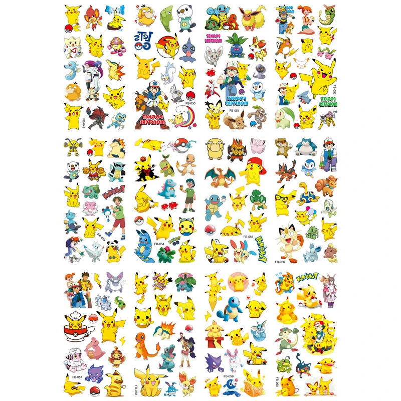 12 шт. тату-наклейки TAKARA TOMY Pikachu водостойкая милая детская игрушка в виде героев