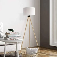 tripod floor lamp modern wood floor lamp with white drum shade e27 lamp base for living room bedroom study room and office