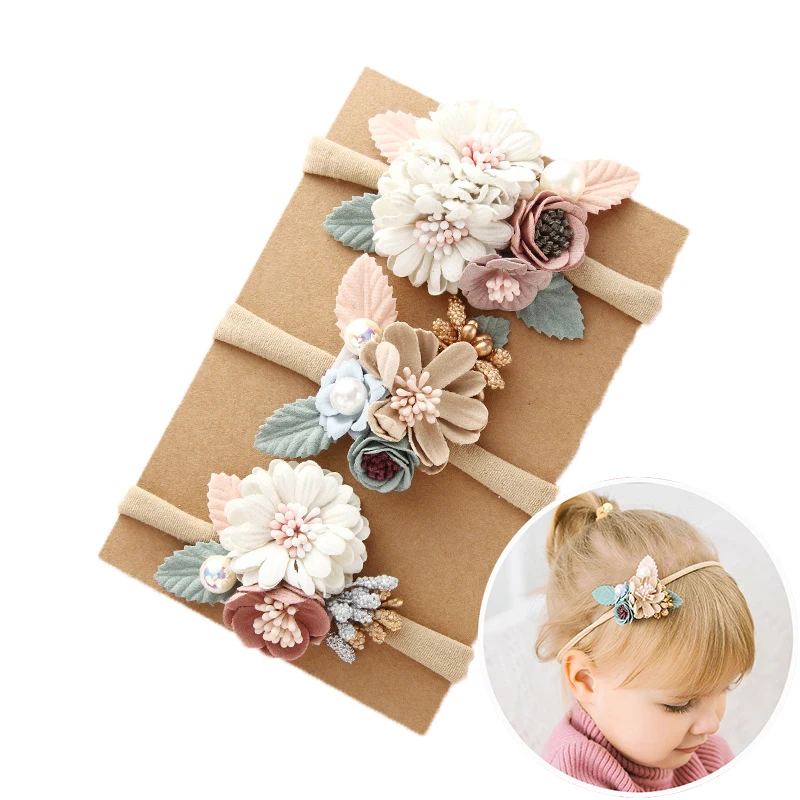 

Lovely Baby Headband Fake Flower Nylon Hair Bands For Kids Artificial Floral Elastic Head Bands Headwear Baby Hair Accessories