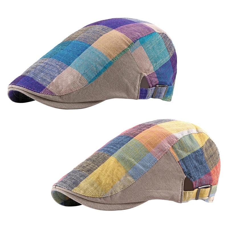 

Весенне-летние береты, разноцветные клетчатые кепки в елочку, Кепка с утином, кепка газетчика, плоская кепка с тонким кабелем