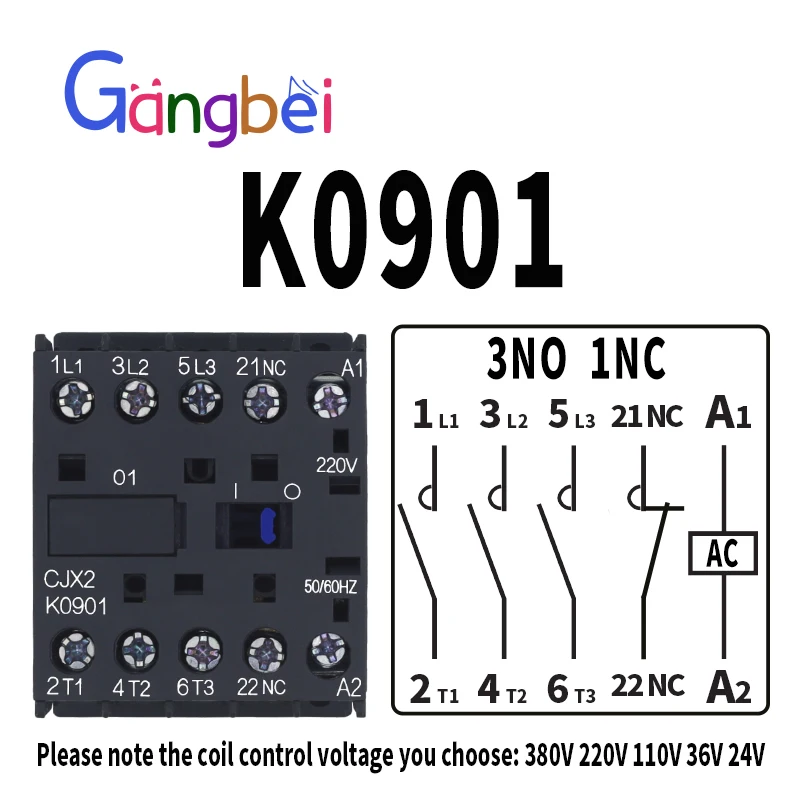 

Мини-контактор переменного тока, механическая блокировка серии CJX2-K K0910 K0901 K1210 K1201 K1610 230 В 50 Гц 60 Гц 9 А 12 А 16 А 110 В 24 В Gangbei