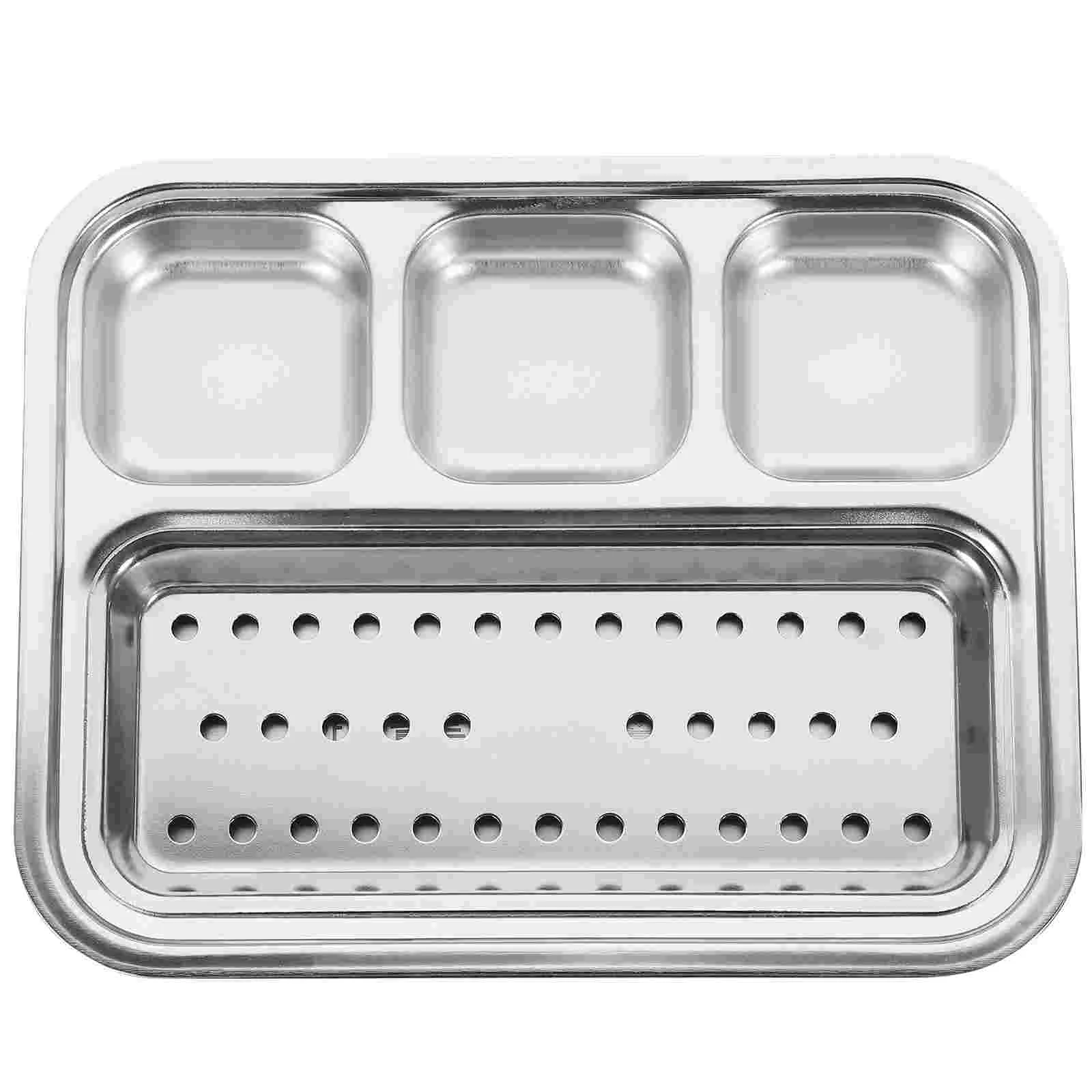 

Plate Divided Plates Sauce Dish Tray Serving Dumpling Steel Stainlessportion Sushi Dinner Compartment Control Fruit Adults Bbq