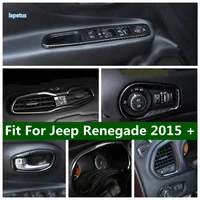 front head light headlamp switch button decoration frame cover trim for jeep renegade 2015 2020 abs carbon fiber look interior