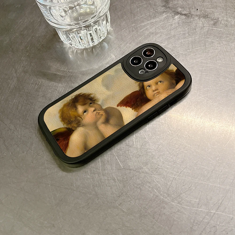 Рафаэль углы и Cherubs чехол для телефона IPhone 11 12 13 14 15 Plus Pro Max пу кожа силиконовый