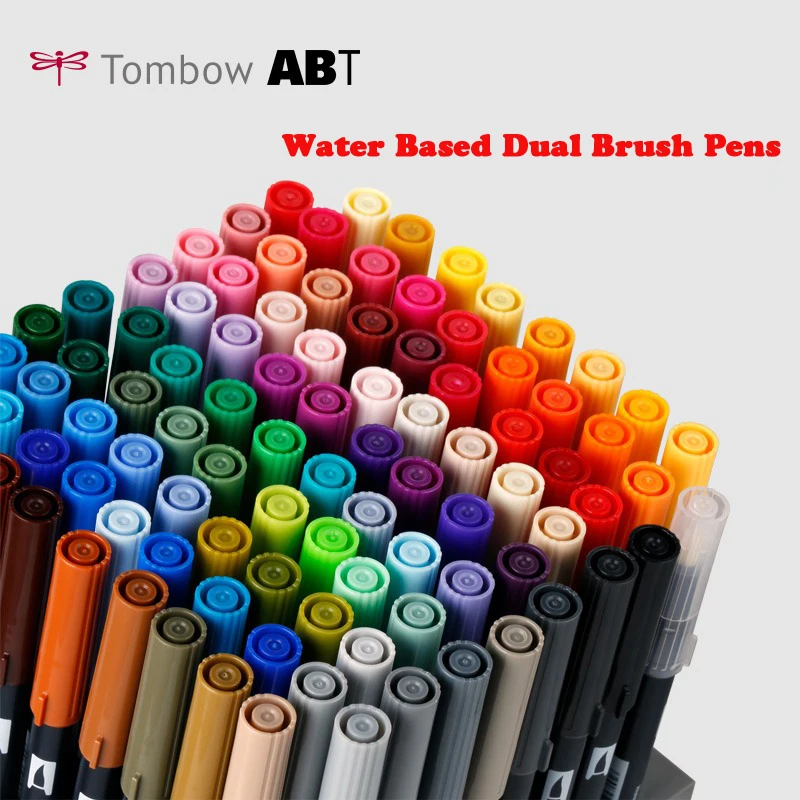 Фото Японская ручка TOMBOW с мягким наконечником, двусторонняя акварельная ручка ABT, цветная кисть для рисования, моющаяся, безопасная, нетоксичная, стойкая. №2