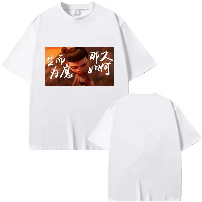 Китайская популярная футболка с принтом Натаку из мультфильмов коротким рукавом