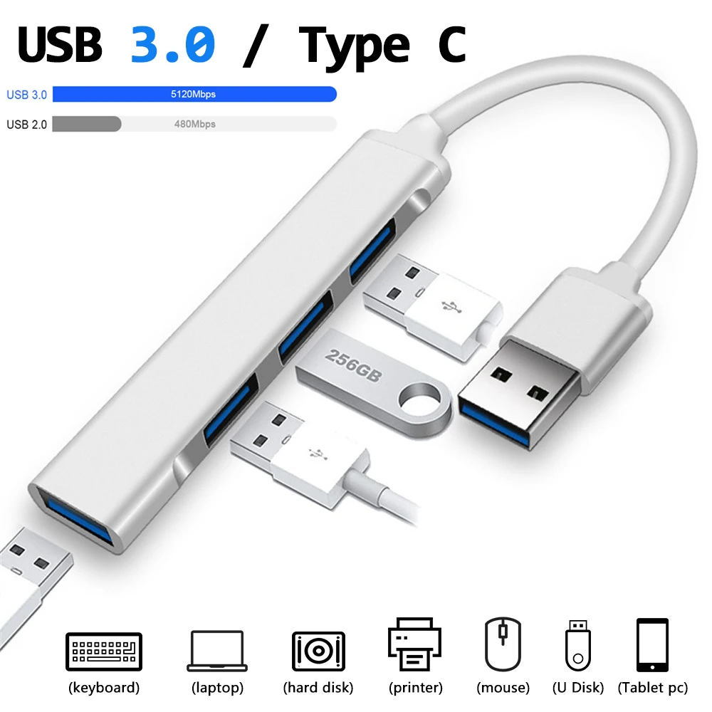 Usb-концентратор Kebidumei 4 в 1 USB 3 0 Тип c быстрая зарядка |