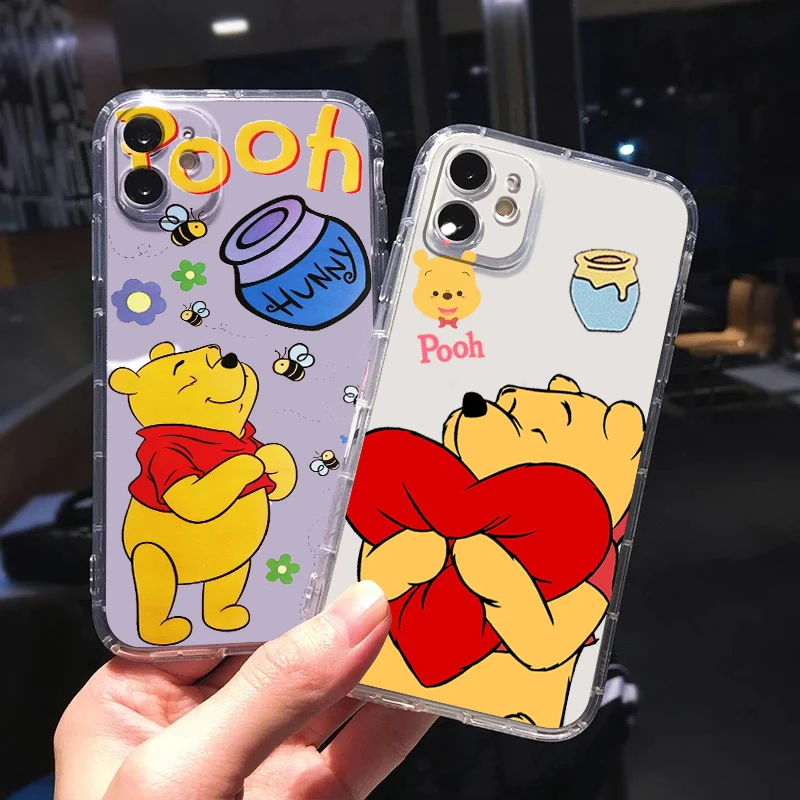 

Winnie the Pooh Disney Art Phone Case For Apple iPhone 14 13 12 11 Mini XS XR X Pro MAX 8 7 6 Plus SE 2020 Transparent Cover