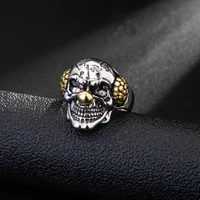classic fashion men skull ring joker face with letter knuckle ring alloy vintage man jewelry funny clowns party gift