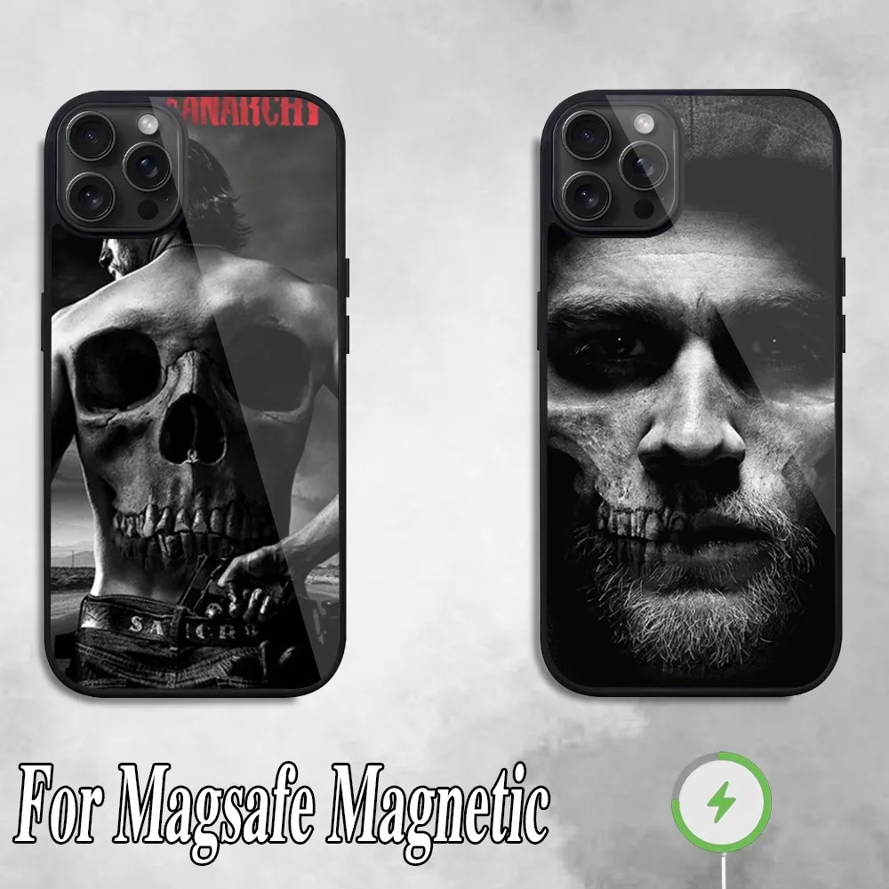 Чехол для телефона S-Sons O-Of A-анархий iPhone 11 Mini 12 13 Max 14 Plus 15 Pro Magesafe Магнитный чехол