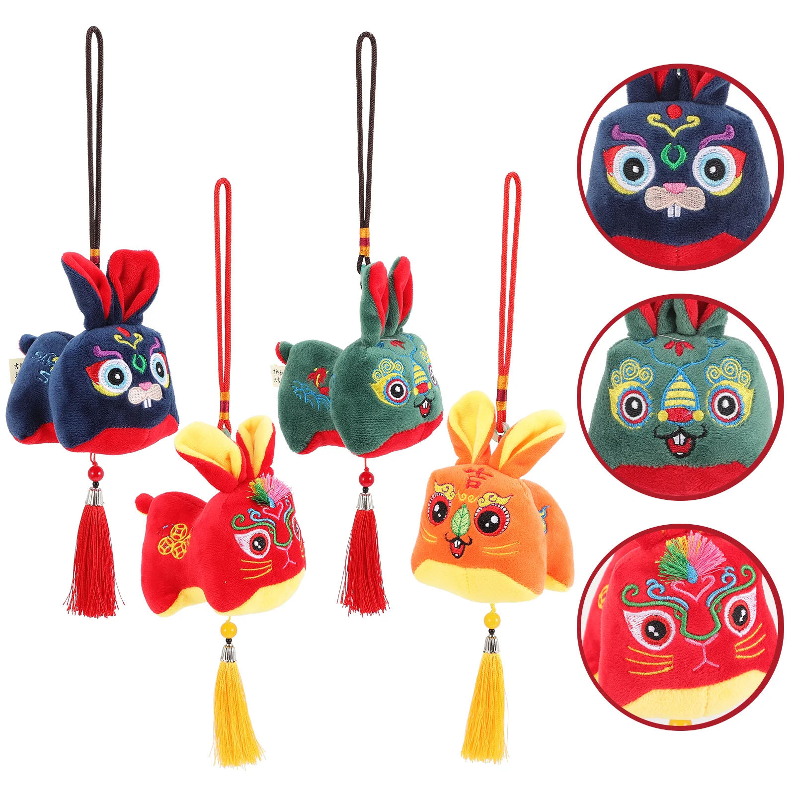 

Китайский кролик с наполнителем в год, новинка, анимационный талисман, подвесные животные, подарок на весенний фестиваль, подарок, статуэтк...