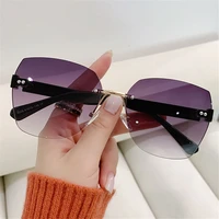 2022 new vintage uv400 ladies eyeglasses gradient sunglasses rimless sunglasses frameless sun glasses women shades