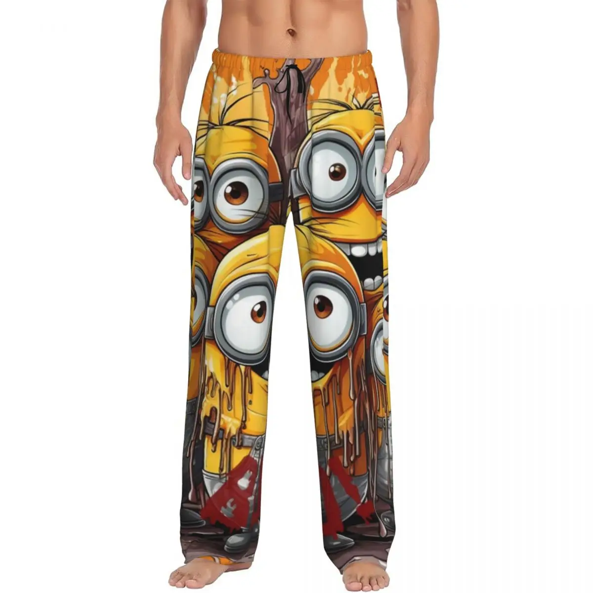 Штаны в виде миньонов под заказ Мужская одежда для сна с завязками и карманами