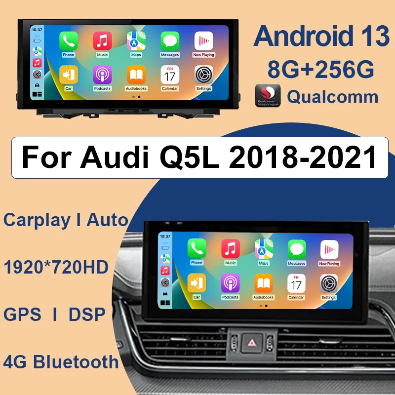 

Qualcomm 8+256G For Audi Q5 Q5L 2018-2021 Android 13 Car Multimedia Player GPS Navigation Radio CarPlay Video Stereo Auto WiFi