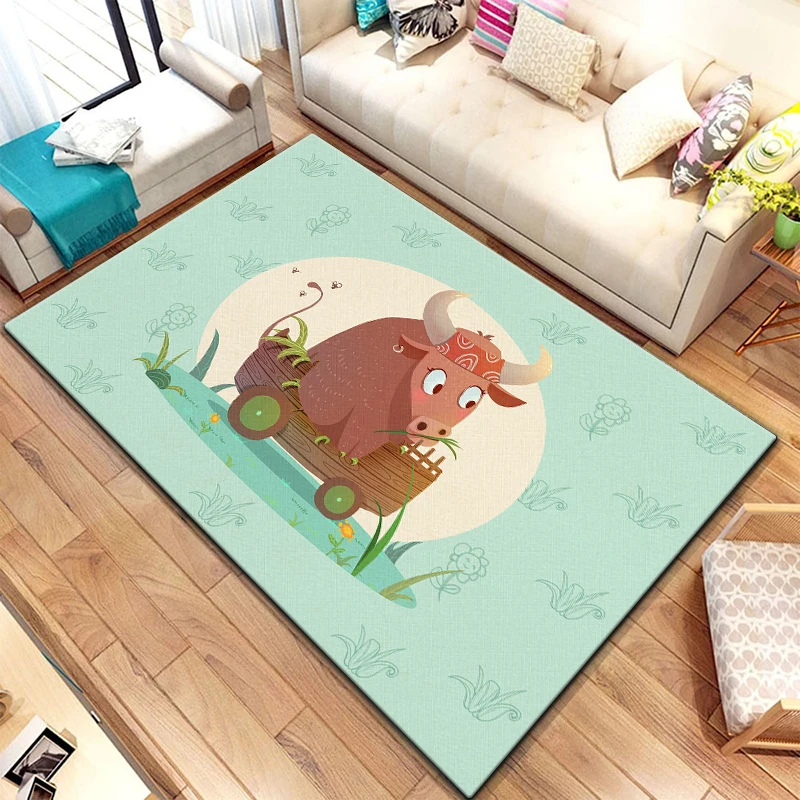 

Twelve Chinese Zodiac Animals Painting Carpet for Living Room Large Area Rug Black Soft Carpet Home Decoration Mats Boho Rugs