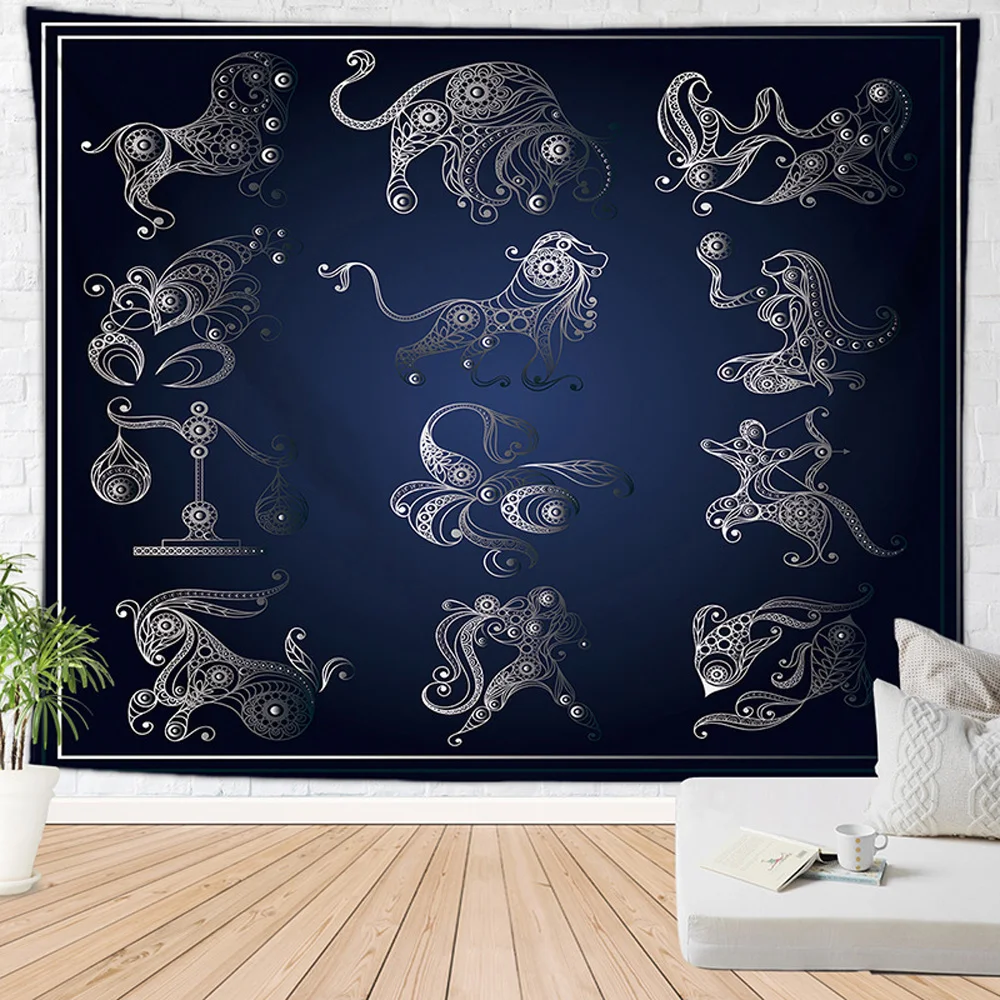 

Twelve Constellations Wall Hanging Tapestry Boho Background Cloth Tapestries Dormitory Bedroom Living Room Decorative Blanket