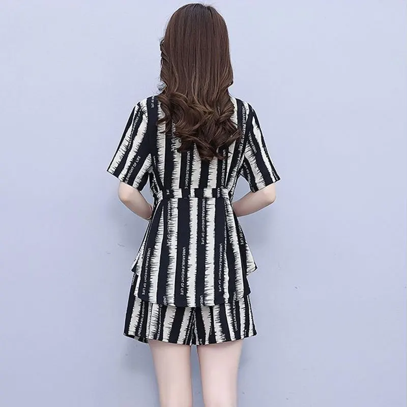 Женская одежда повседневные короткие комплекты с принтом комплект из двух