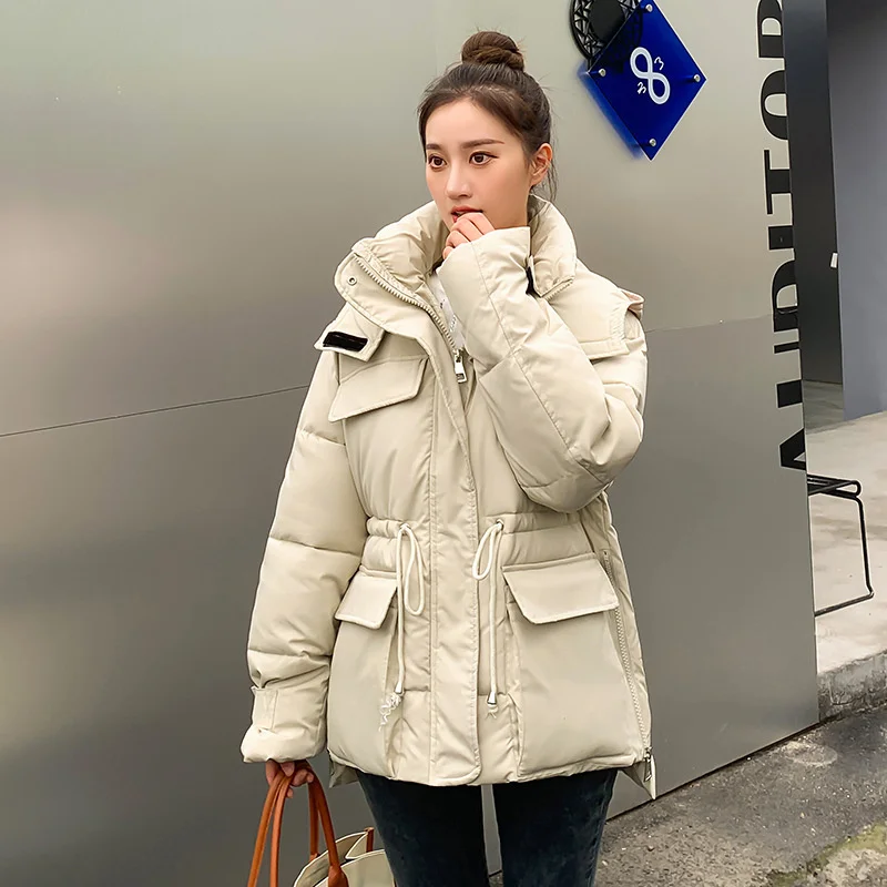 New Winter Women Jacket Short Thicken Outwear Hooded Wadded Coat Drawstring Parkas Cotton-padded Puffer Jacket Clothes