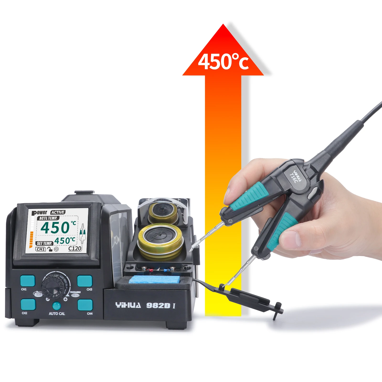 YIHUA 982D-I паяльная станция с быстрым нагревом C120 горячий пинцет железной ручкой