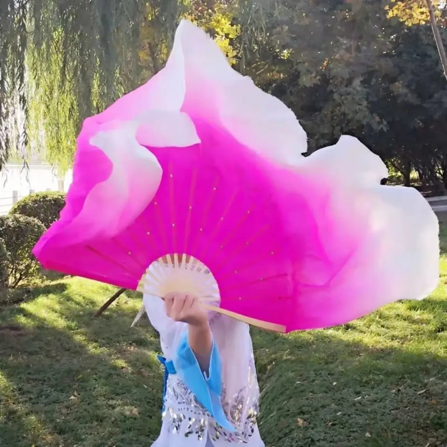 Чернила красные черные градиентные настоящие шелковые веерные вуали