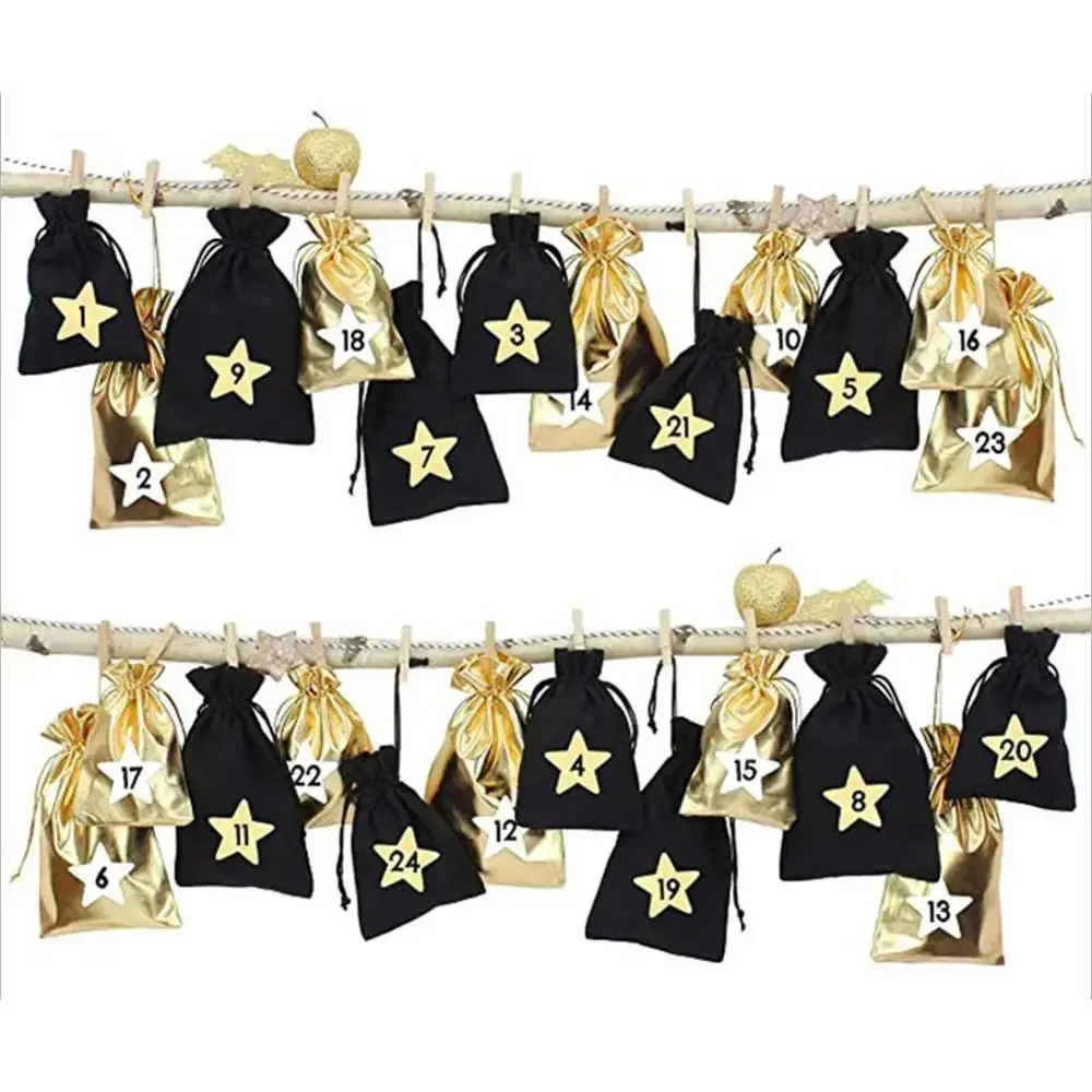 

24pcs Christmas Burlap Drawstrings Gift Bags Candy Linen Bags DIY Christmas Gift Bags Christmas Gift Wrapping