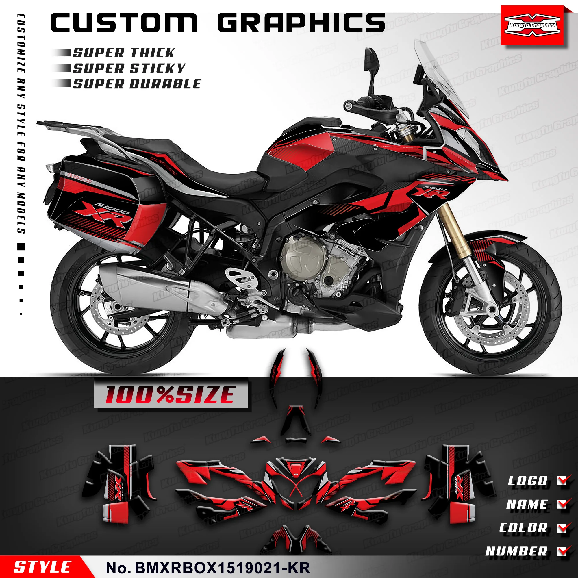 Фото Наклейки KUNGFU GRAPHICS с полной гоночной графикой для S1000XR S 1000 XR 2015 2016 2017 2018 2019, восстановление, BMXRBOX 1519021-KR №1