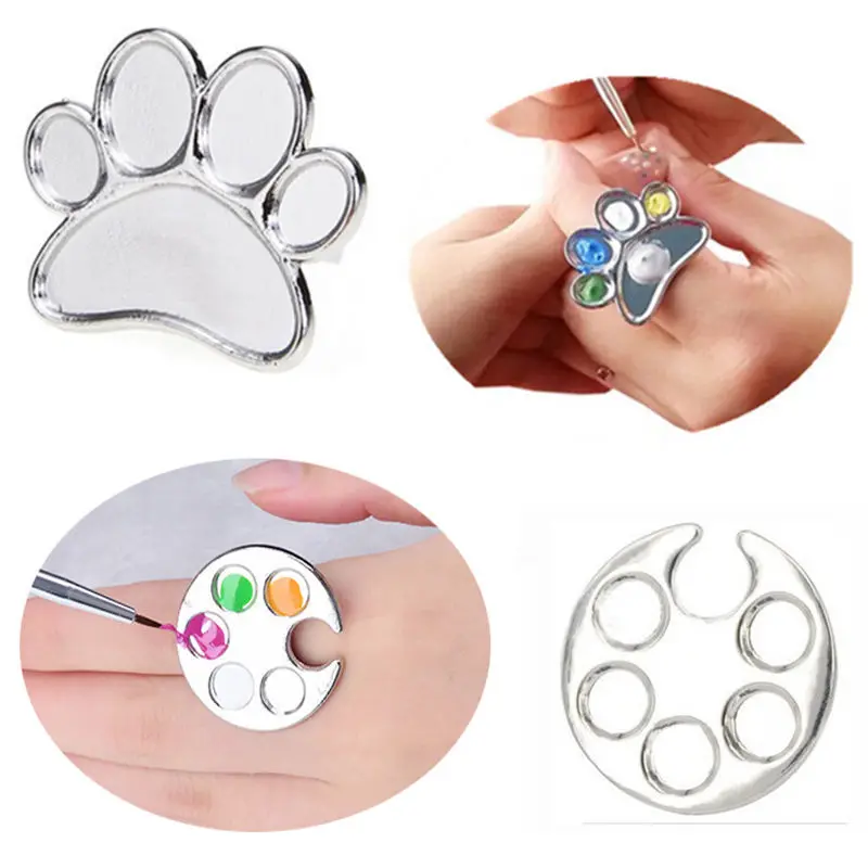 

Mini Nail Art Polish Color Mixing Palette Grafting Plate Alloy Finger Ring Color Mixer Painting Palette Nail Accessories Tools