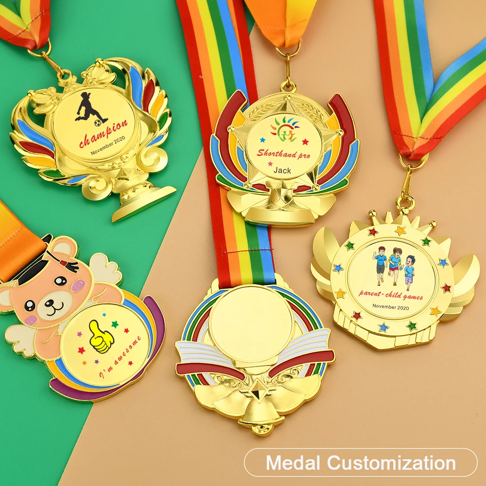 

Children's Medal Kid Gold Medals Winner Award Medals With Ribbon Children Party Game Prize Awards Medal School Sports Souvenirs