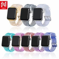 glitter clear silicone straps for apple watch se 6 5 4 3 2 smart watch band replacement for iwatch bracelet 40mm 41mm 42mm 44mm