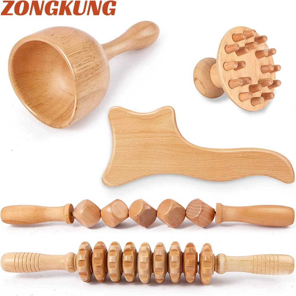 

Maderotherapy Kit Wood Therapy Massager Set Full Body Contour Massage Anti Cellulite,Wooden Roller Lymphatic Drainage Tool Set