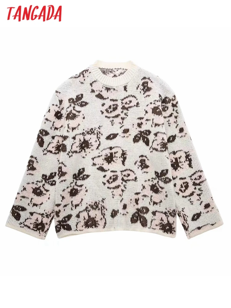 

Tangada женский осенне-зимний цветочный жаккардовый вязаный свитер джемпер женские пуловеры 3H514 2022