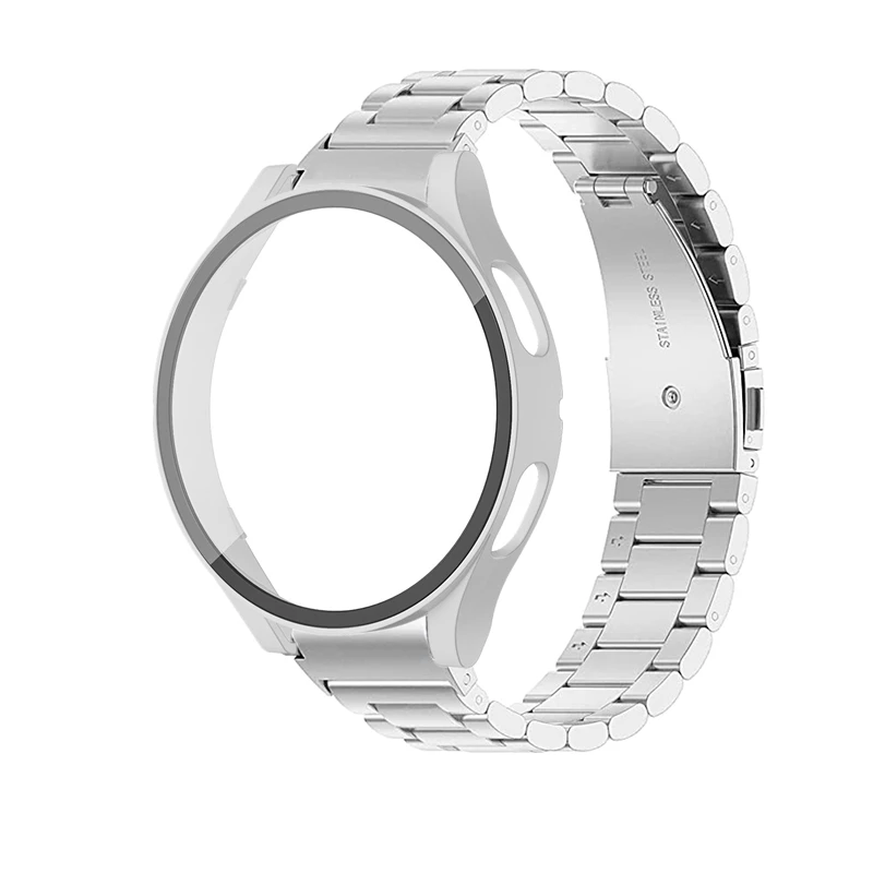 

No Gaps Strap for Samsung Galaxy Watch 4 5 40mm 44mm Metal Bracelet + Protective Case With Screen Protector Galaxy Watch 4 Band