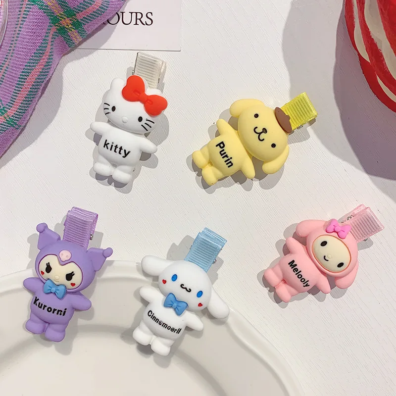 

Sanrio Hellokitty Mymelody Kuromi Cinnamoroll шпилька для волос мягкие милые универсальные челки приморские зажимы Мультяшные аксессуары для волос головной уб...