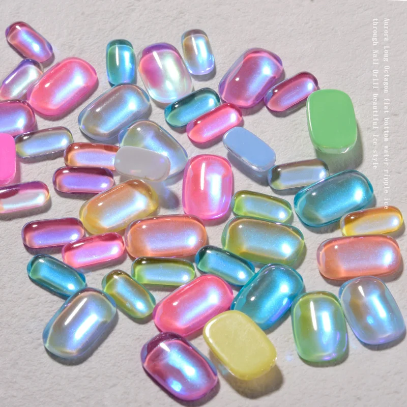 

20pcs Luxury Nail Art Decorations Flatback Ice Cube Aurora Rhinestone Charms Nail Parts D Glitter Mocha Strass Manicure Supplies