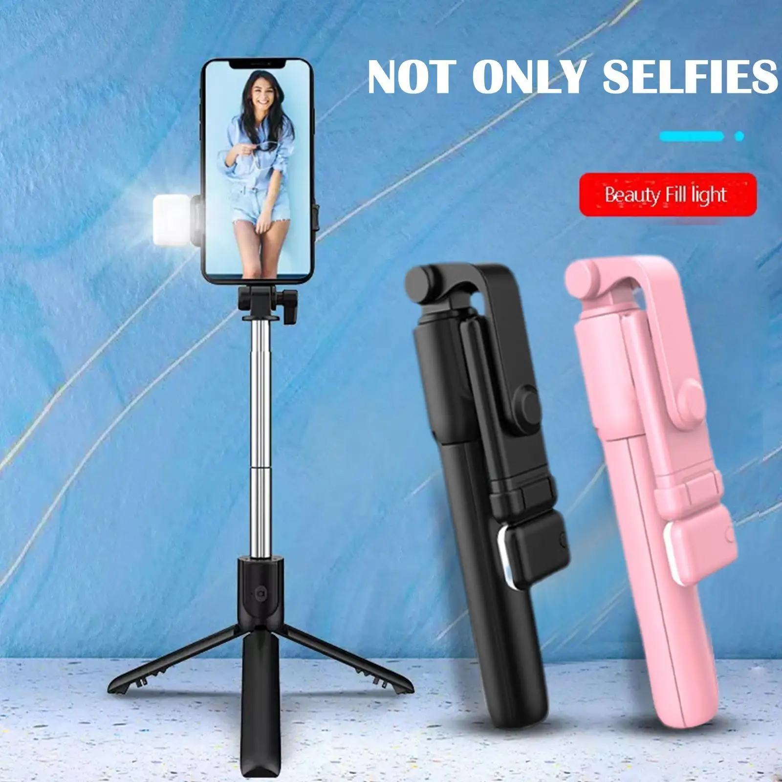 

Wireless Bluetooth Remote Shutter Selfie Stick Phone Holder Retractable Multifunctional 68CM Tripod With Selfie Light