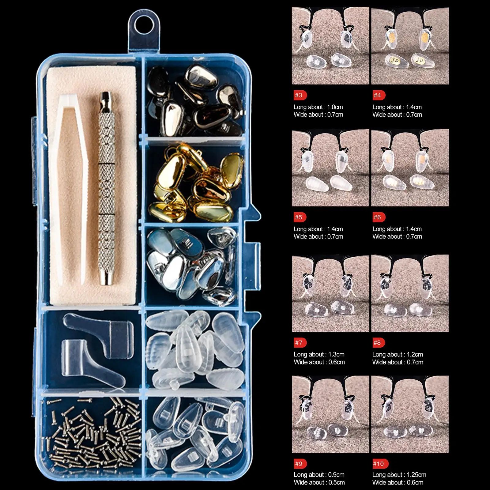 

25Pairs Nose Pads with Screws Glass Cleaning Cloth Glasses Repair Kit for Glasses Replace Parts
